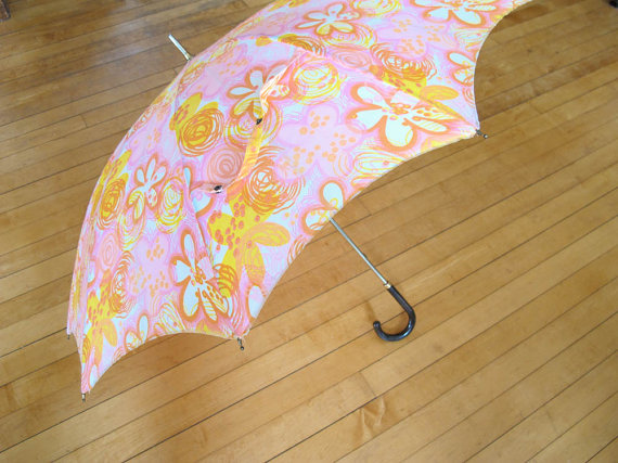 Vintage Floral Pink Umbrella from RosyBlu.